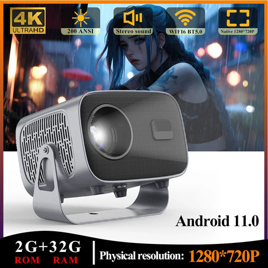 A10 Mini HD 4K Home portable Projector Android 11.0 Auto Focus Dual Band WIFI 6.0 BT5.0 1920*1080P