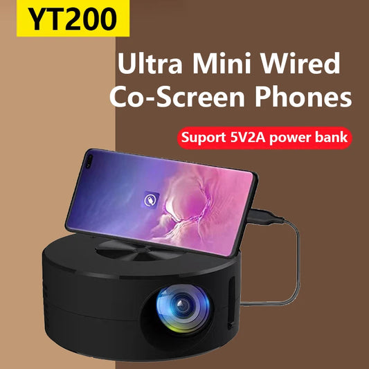 Portable YT200 Mini Projector High-definition For Mobile Phone