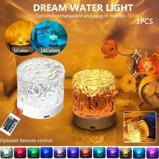 LED Rotating Projection Crystal Table Lamp RGB Colors